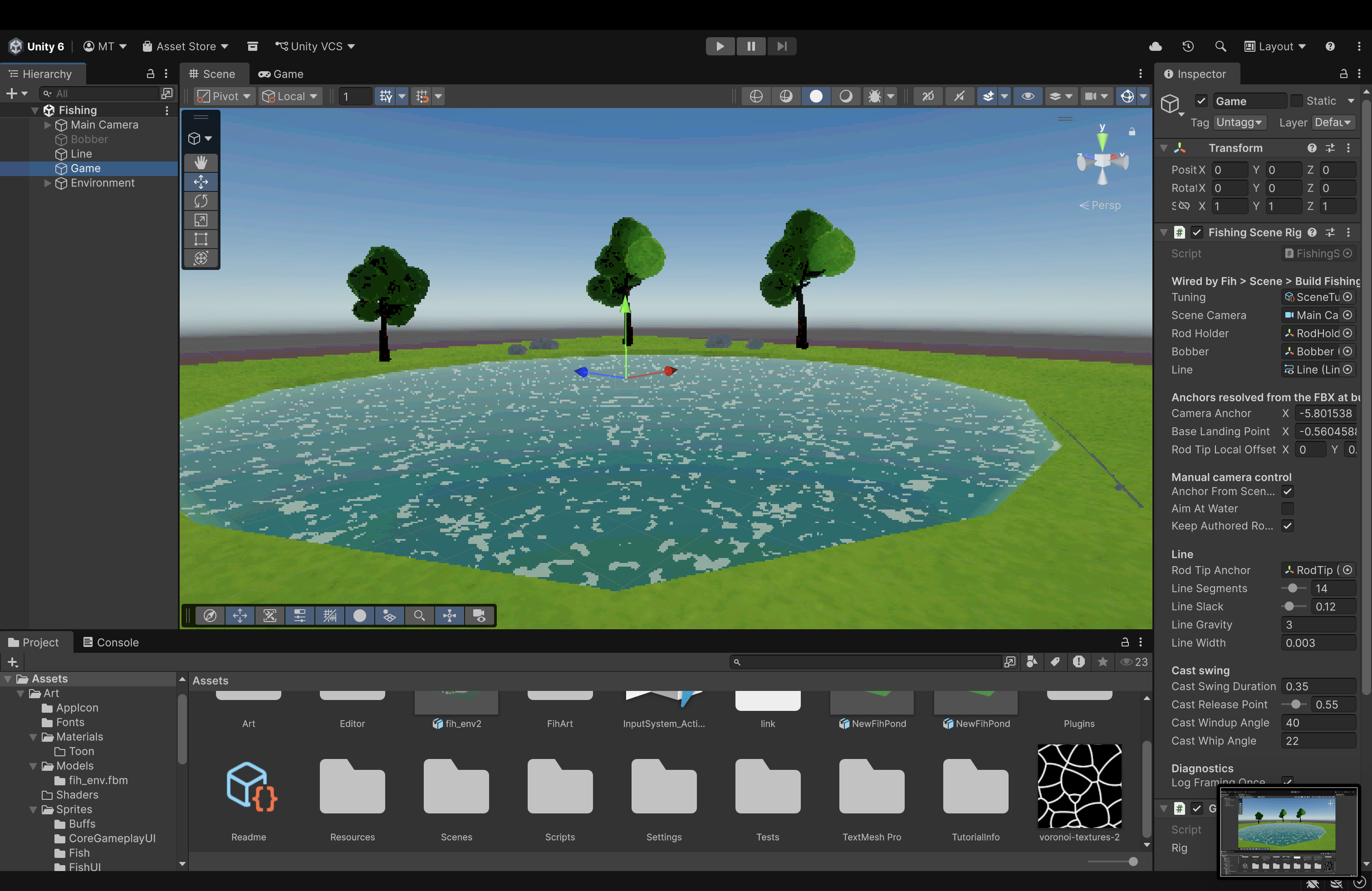 Fish Together pond environment in development in Unity